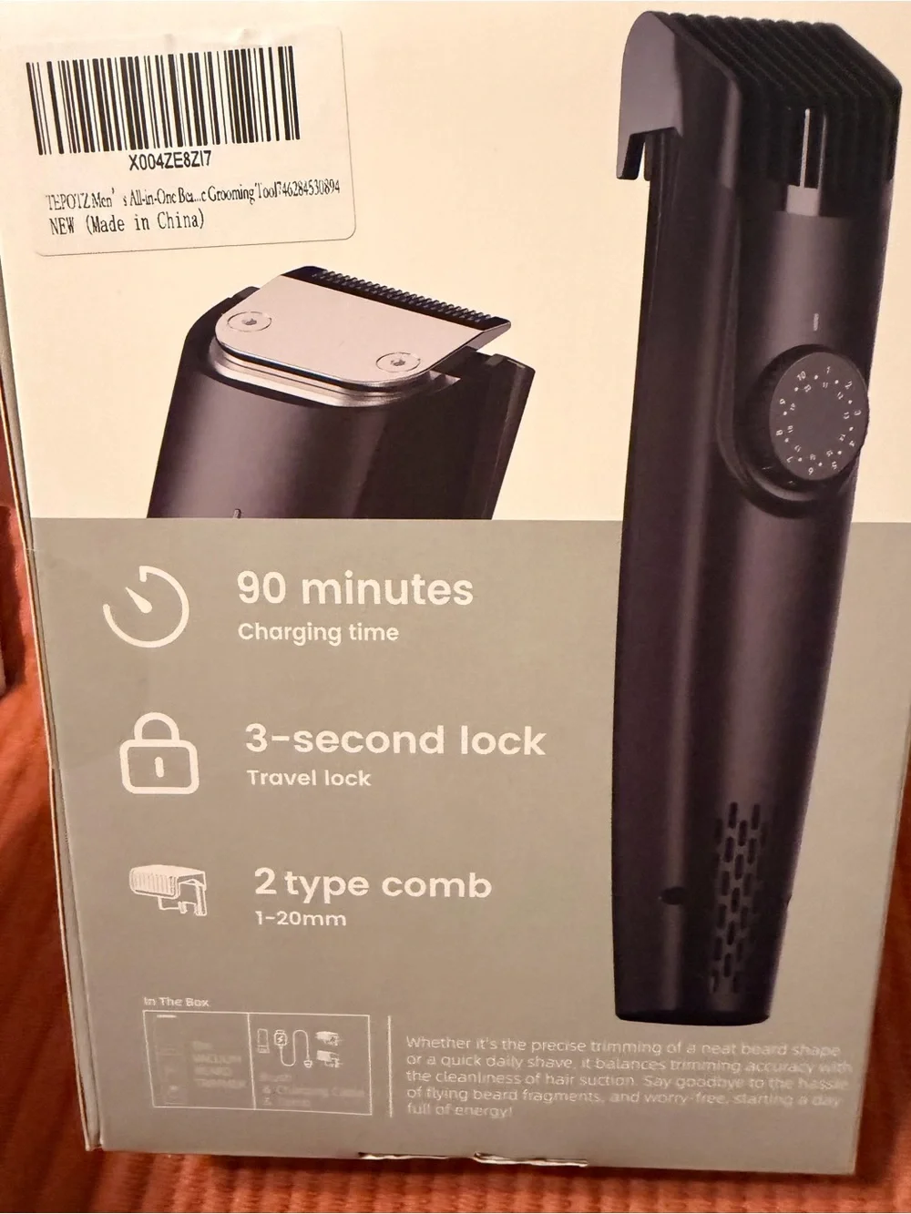 Vacuum Beard Trimmer - Black - Men Grooming